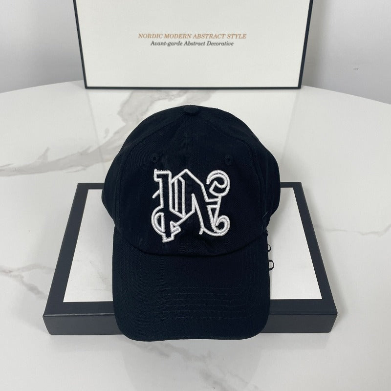 Palm Angels hats flame alphabet palm tree embroidered distressed baseball cap