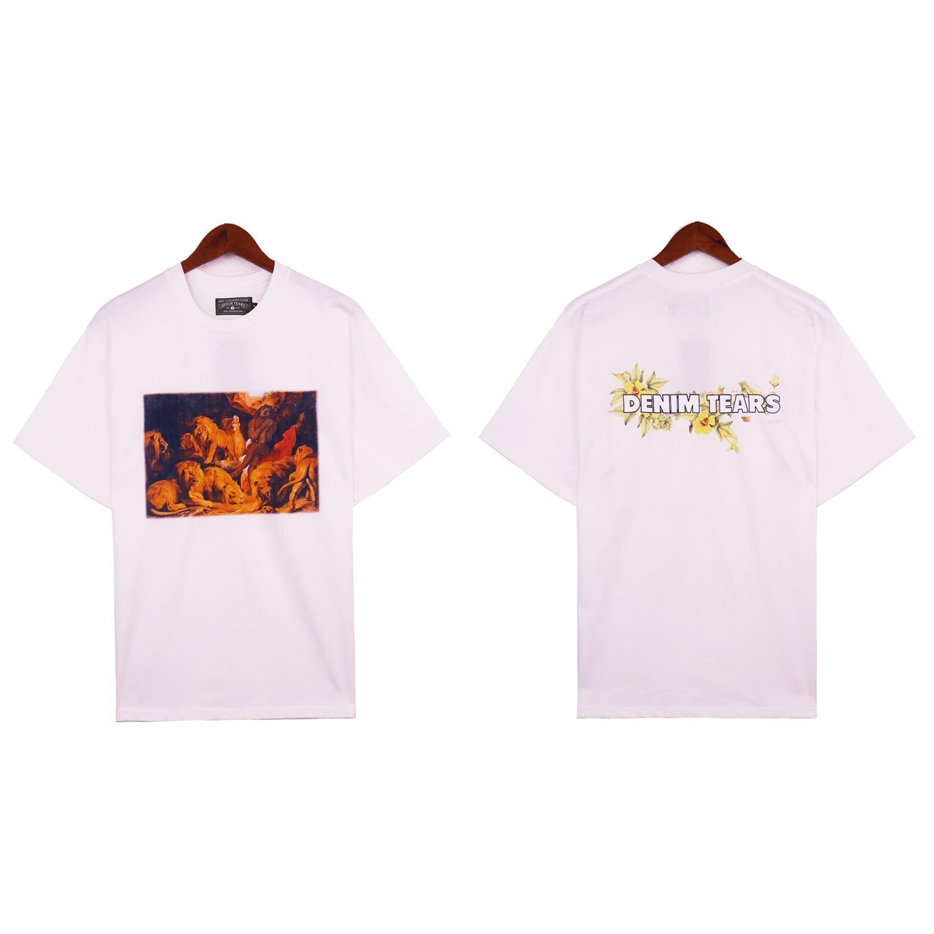 Denim Tears T-shirts Kapok Letter Portrait Short Sleeve T-shirt