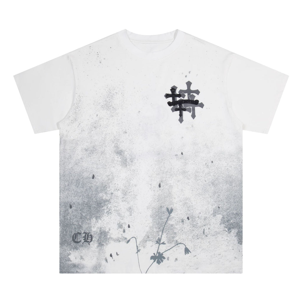Chrome Heart T Shirts Starry Sky Inkjet Leather Short Sleeve T-Shirt